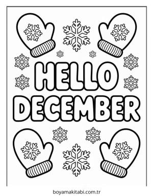 Aralık Ayı boyama sayfası – eğlenceli etkinlik, el becerilerini geliştirir