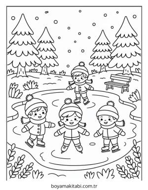 Aralık Ayı boyama sayfası – çizgi film temalı, basit çizim