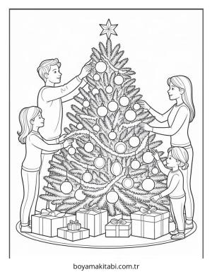 Aralık Ayı boyama sayfası – sanatsal çalışma, çocuklar için