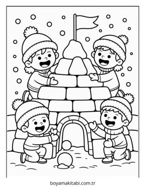 Aralık Ayı boyama sayfası – keyifli zaman, renkli çizimler