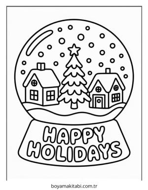 Aralık Ayı boyama sayfası – çizgi film temalı, basit çizim