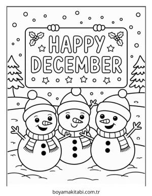 Aralık Ayı boyama sayfası – kolay boyama, eğitici aktivite