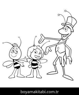 Arı Maya boyama sayfası – çocuklar için, çizgi film temalı