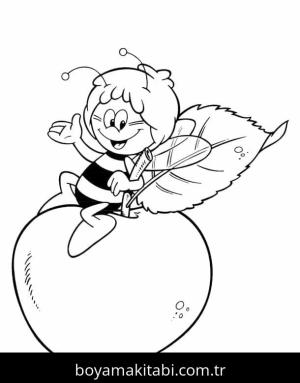 Arı Maya boyama sayfası – PDF indir, sevimli karakter