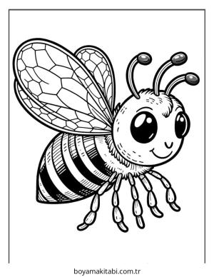 Arı boyama sayfası – çizgi film temalı, basit çizim