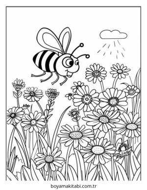 Arı boyama sayfası – kolay boyama, eğitici aktivite