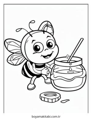 Arı boyama sayfası – sevimli karakter, sanatsal çalışma