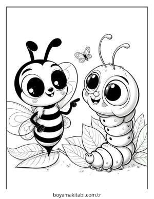 Arı boyama sayfası – çocuk aktivitesi, PDF indir