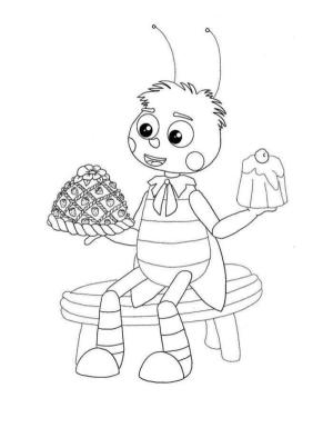 Arı boyama sayfası,  coloring page, Arı iki elinde tatlı vardır., 