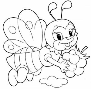 Arı boyama sayfası,  coloring page, Berry ile memnun bir arı., 