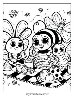 Arı boyama sayfası – yaratıcılık, eğlenceli etkinlik