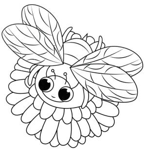 Arı boyama sayfası,  coloring page, Çalışkan bir arı nektar toplamak için bir çiçeğe kondu, 