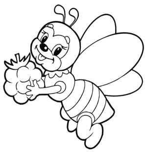 Arı boyama sayfası,  coloring page, Çalışkan arı çok fazla nektar topladı 1, 