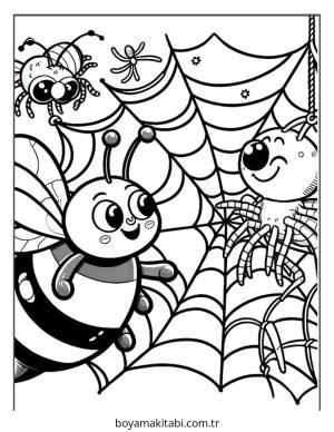 Arı boyama sayfası – boyama çalışması, yaratıcılığı geliştirir