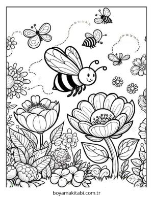 Arı boyama sayfası – çocuklar için, çizgi film temalı