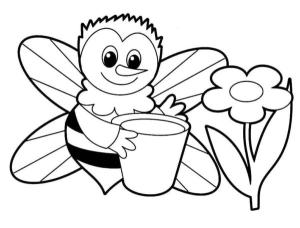 Arı boyama sayfası,  coloring page, Nektar toplamak için kova, 