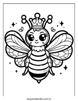 Arı boyama sayfası – çizgi film temalı, basit çizim