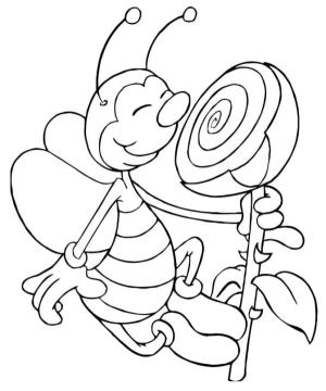 Arı boyama sayfası,  coloring page, Arı gül kokusundan hoşlanır., 