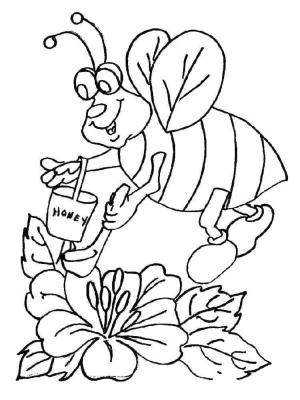 Arı boyama sayfası,  coloring page, Ayakkabılı ve ballı sevimli arı, 