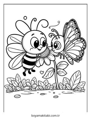 Arı boyama sayfası – sanatsal çalışma, çocuklar için