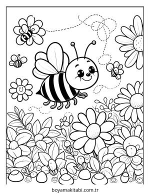 Arı boyama sayfası – boyama etkinliği, çocuk aktivitesi