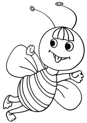 Arı boyama sayfası,  coloring page, Şımarık arı dil alay, 