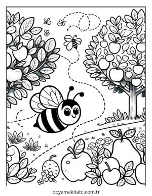 Arı boyama sayfası – PDF indir, sevimli karakter