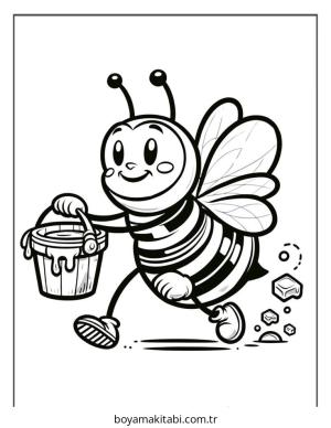 Arı boyama sayfası – eğlenceli etkinlik, el becerilerini geliştirir