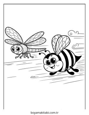 Arı boyama sayfası – okul öncesi, evde etkinlik
