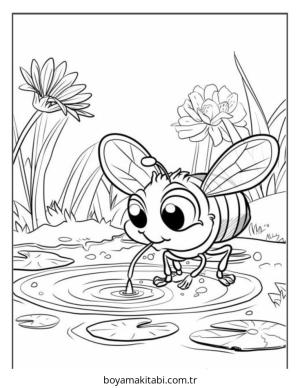 Arı boyama sayfası – kolay boyama, eğitici aktivite