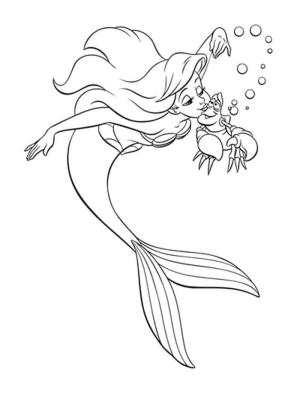 Ariel boyama sayfası, Ariel coloring page, Ariel ve Sebastian’ı Öpüşme, 