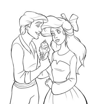 Ariel boyama sayfası, Ariel coloring page, Ariel ve Eric Dondurma Tutuyor, 