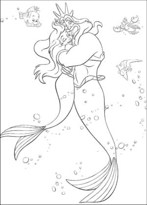 Ariel boyama sayfası, Ariel coloring page, Aquaman Deniz Kızı Ariel’e Sarılıyor, 