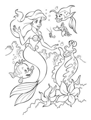 Ariel boyama sayfası, Ariel coloring page, Deniz Hayvanları ile Deniz Kızı Ariel, 