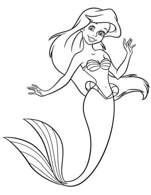 Ariel boyama sayfası, Ariel coloring page, Eğlenceli Deniz Kızı Ariel, 