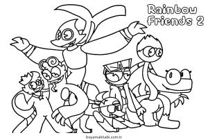 Arkadaş boyama sayfası – çizgi film temalı, basit çizim