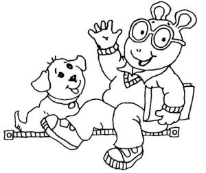 Arthur Oku boyama sayfası,  coloring page, Arthur Oku ve Köpek, 