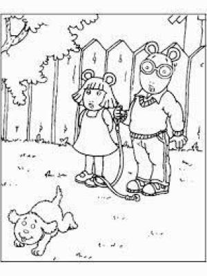 Arthur Oku boyama sayfası,  coloring page, Arthur Read Köpeği Yürüyüşe Çıkarır, 