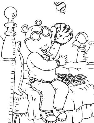 Arthur Oku boyama sayfası,  coloring page, Beyzbol Topu ile Arthur Oku, 