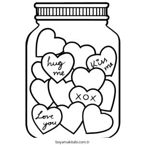 Aşk boyama sayfası – çizgi film temalı, basit çizim