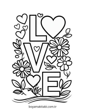 Aşk boyama sayfası – ücretsiz yazdır, boyama etkinliği
