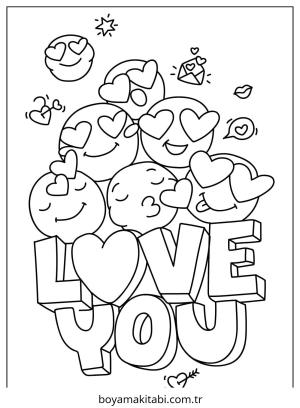 Aşk boyama sayfası – el becerilerini geliştirir, boyama çalışması