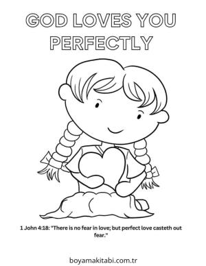 Aşk boyama sayfası – sevimli karakter, sanatsal çalışma