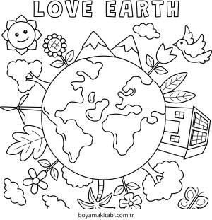 Aşk boyama sayfası – çocuk aktivitesi, PDF indir