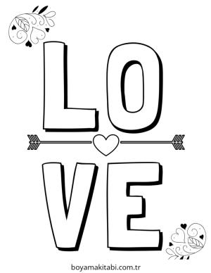 Aşk boyama sayfası – sevimli karakter, sanatsal çalışma