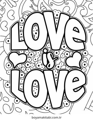 Aşk boyama sayfası – renkli çizimler, okul öncesi