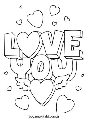 Aşk boyama sayfası – yaratıcılık, eğlenceli etkinlik