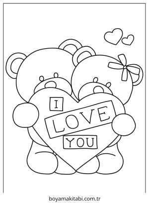 Aşk boyama sayfası – sanatsal çalışma, çocuklar için