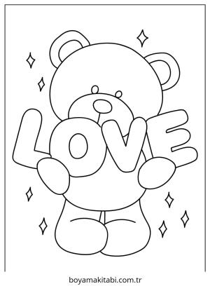 Aşk boyama sayfası – sevimli karakter, sanatsal çalışma