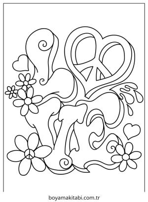 Aşk boyama sayfası – keyifli zaman, renkli çizimler